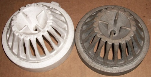 Example lost foam casting shown foam and resulting metal replica.